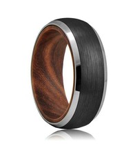 Rosewood Sleeve Tungsten Ring 8mm - Gunmetal Finish - £14.92 GBP