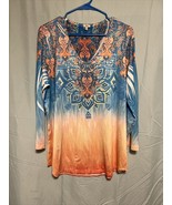 reba colorful beaded print shirt womens - £27.65 GBP