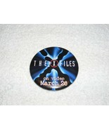 NEW 1996 &quot;THE X FILES ON VIDEO MARCH 26&quot; VIDEO PROMO PIN BACK BUTTON BADGE - £20.32 GBP