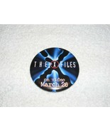 NEW 1996 &quot;THE X FILES ON VIDEO MARCH 26&quot; VIDEO PROMO PIN BACK BUTTON BADGE - $25.99