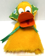 Rare Vintage 1975 Pakaluk Puppets Plush Yellow Duck Puppet with Scarf 14&quot; - £43.94 GBP