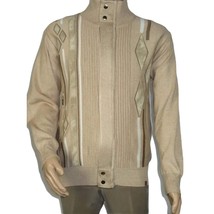 Men's Fancy European Sweater Jacket By Silversilk Fashionable 11009 Tan image 9