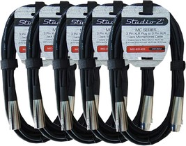 5 Pack Studio Z Microphone Cable 20 Ft Mic Xlr Cables Low Z, 5 Pack 20Ft - £37.12 GBP