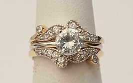 2.75CT Round Lab Created Diamond Bridal Set Wedding Ring Set 14K Yellow Gold FN - £84.79 GBP