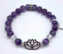 8mm Chevron Amethyst, Quartz, Lotus Bracelet - £24.97 GBP