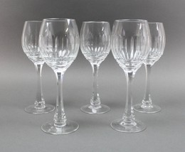 VS Acid Etched Signed Elegant French Cut Crystal Ellipse Wine Glasses Se... - $104.99