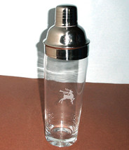 Gorham Martini Cocktail Shaker Etched Reindeer Holiday Tradition Metal/Glass New - £19.49 GBP