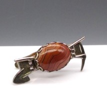 Vintage Miner Tie Clip, Banded Agate Cabochon with Silver Tone Crossed Pick Axe - £25.52 GBP