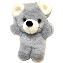 Vintage Nanco Small Gray and White Plush Mouse Stuffed Animal Whiskers 7&quot; - £10.69 GBP