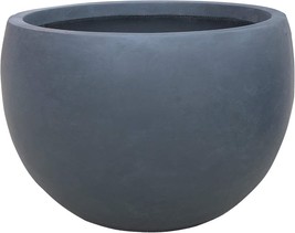 Kante Charcoal 20&quot; D Lightweight Concrete Outdoor Round Bowl Planter, Large - £63.69 GBP