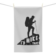 Nature Lover&#39;s Tea Towel: &quot;I&#39;d Hike That&quot; Mountain Silhouette Print - £14.52 GBP