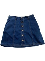 YMI Womens Denim Skirt Junior Size 13 Blue Jean Button Front Short Mini Stretch - £11.87 GBP