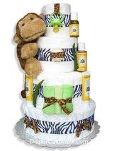 Jungle Safari Diaper Cake - Neutral 4 or 5 Tier - £133.77 GBP