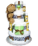 Jungle Safari Diaper Cake - Neutral 4 or 5 Tier - £133.37 GBP
