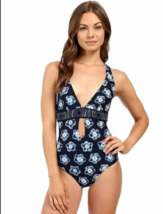 MICHAEL Michael Kors Womens Kanoko Plunge Maillot One-Piece Navy Blue Si... - £39.95 GBP