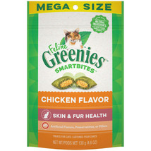Greenies Feline SmartBites Skin &amp; Fur Crunchy &amp; Soft Adult Cat Treats Chicken 1e - £8.64 GBP