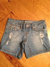 Request Women&#39;s Shorts Denim Distressed Destroyed Shorts Size 25 Cute! - £11.68 GBP