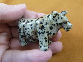 Y-COW-714) spotted Holstein COW dairy gemstone figurine CARVING stone lo... - $17.53