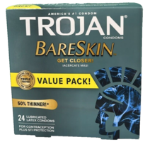 Trojan BareSkin Lubricated Thin Condoms, 24 Count Value Pack exp 2027 - $16.82