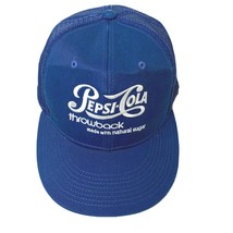 Pepsi Cola Throwback Made With Natural Sugar Baseball Cap Hat OS Adjustable Blue - £18.26 GBP
