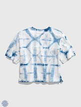 New Gap Kids Girls Blue Tie Dye Cotton Crew Neck Short Sleeve Boxy T-shi... - £11.77 GBP