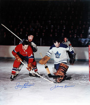 Jean Beliveau &amp; Johnny Bower Signed Photo - TO Maple Leafs - MTL Canadiens  - £114.02 GBP