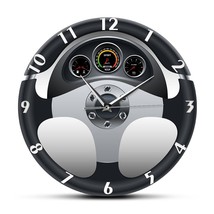 Sport Car Steering Wheel and Dashboard Printed Wall Clock Automobile Artwork Hom - £32.08 GBP