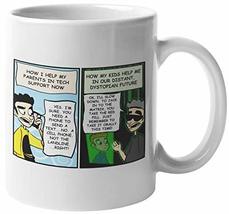 Tech Support Teaching His Parents. Funny Cute Comic Coffee &amp; Tea Mug For Moms, D - £15.31 GBP+