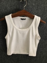 Shein Tank Top Womens Size L (8-10) White Ribbed Fabric Stretch - £7.60 GBP