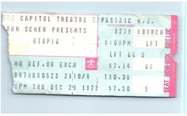 Vintage Utopia Ticket Stub December 29 1977 Capitol Theatre Passaic NJ - $34.64