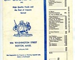 The Towne Grill Menu Washington Street in Boston Massachusetts 1946 - $37.74