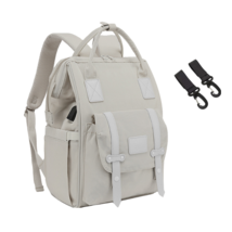 Anymom Mommy Diaper Bag Light Grey Backpack Free 2 Pcs Stroller Hook wit... - $90.50