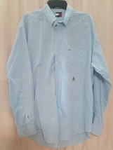 Tommy Hilfiger Mens Sz L Vintage Shirt Crest Blue Check Button Up Long S... - £17.81 GBP