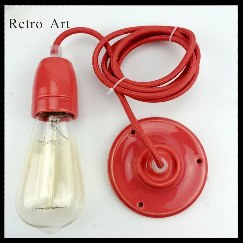 Popular Porcelain Ceiling Rose Lamp Holder with lamp Cord vintage Pendant lamp c - £167.68 GBP