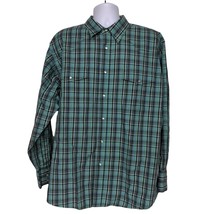 Wrangler Mens Western Pearl Snap Shirt Size XXL Green White Plaid Long Sleeve - $32.67
