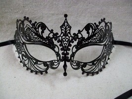 Fancy Black Metal Filigree Eye Mask Purple Gems Renaissance Masquerade V... - $183.51 MXN