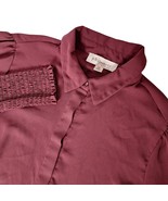 Philosophy Womens Burgundy Button Down Blouse Size Med Long Sleeve Shirr... - $341.56 MXN