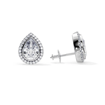 2 Carat Pear Cut Lab Grown Diamond Earrings / Bezel Set Screw Back Earri... - $31,328.46 MXN