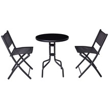 3 Pieces Folding Bistro Table Chairs Set for Indoor and Outdoor - £99.43 GBP