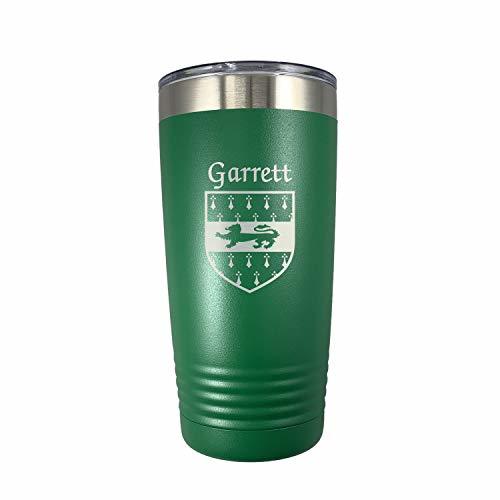 Garrett Irish Coat of Arms Stainless Steel Green Travel Tumbler