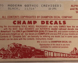 Vintage L 170 Modern Gothic Revised Champ Decals 11/64  - $4.94