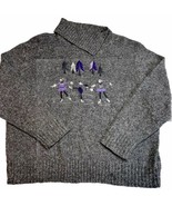 Tanjay Petites Size Large Long Sleeve Sweater Collared Embroidered Ice S... - $14.69