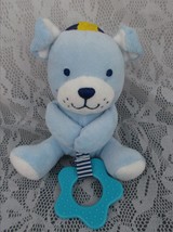 Carters Child Of Mine Blue Puppy Dog Baby Teether Link Rattle Plush Stuffed Toy - $10.99