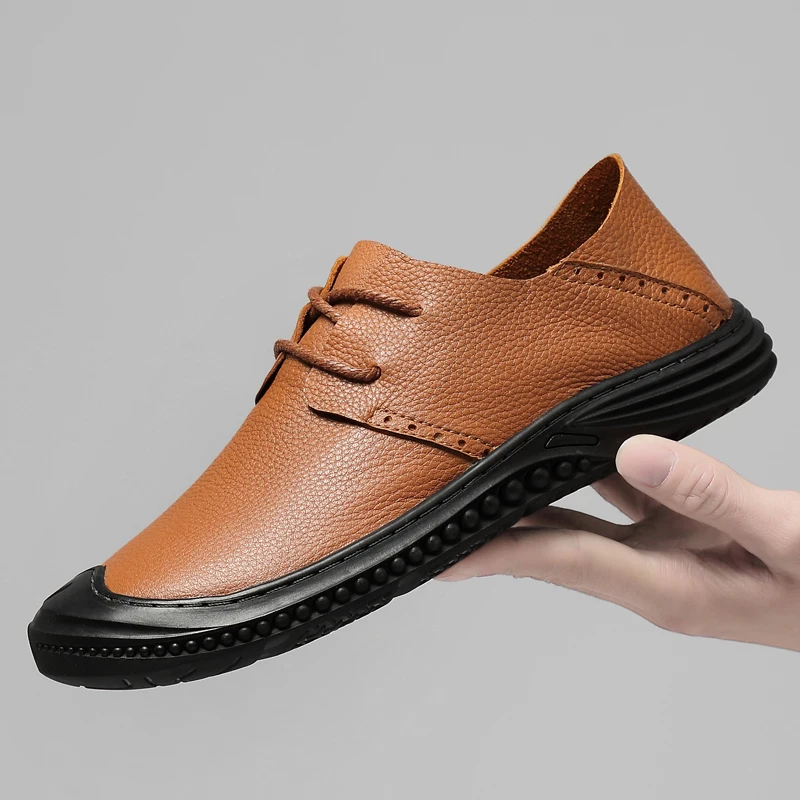 men shoes Genuine Leather Men Sneakers Qulaity Casual shoes lace up Soft... - £72.47 GBP