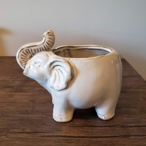 White Elephant Planter, Ceramic 7&quot; Cache Pot, Animal Planter, Succulent Planter - £23.97 GBP