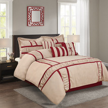 HIG 7 Piece MARMA Ruffle &amp; Patchwork Comforter Sets Grey Taupe Queen King - £53.94 GBP+