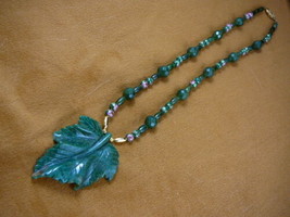 (v307-23) Green Polar jade LEAF Canada gemstone beaded Necklace fashion JEWELRY - £68.65 GBP