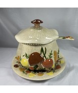 Vintage Arnels Merry Mushroom Soup Bowl- Tureen Underplate Lid Ladle - $36.38