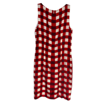 W By Worth Womens Sheath Dress Red Gingham Sleeveless Zip Split Hem Silk Fall 2 - £34.16 GBP