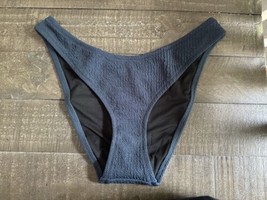J Crew Textured curved waist cheeky bikini bottom Midnight Blue Size sma... - $14.01